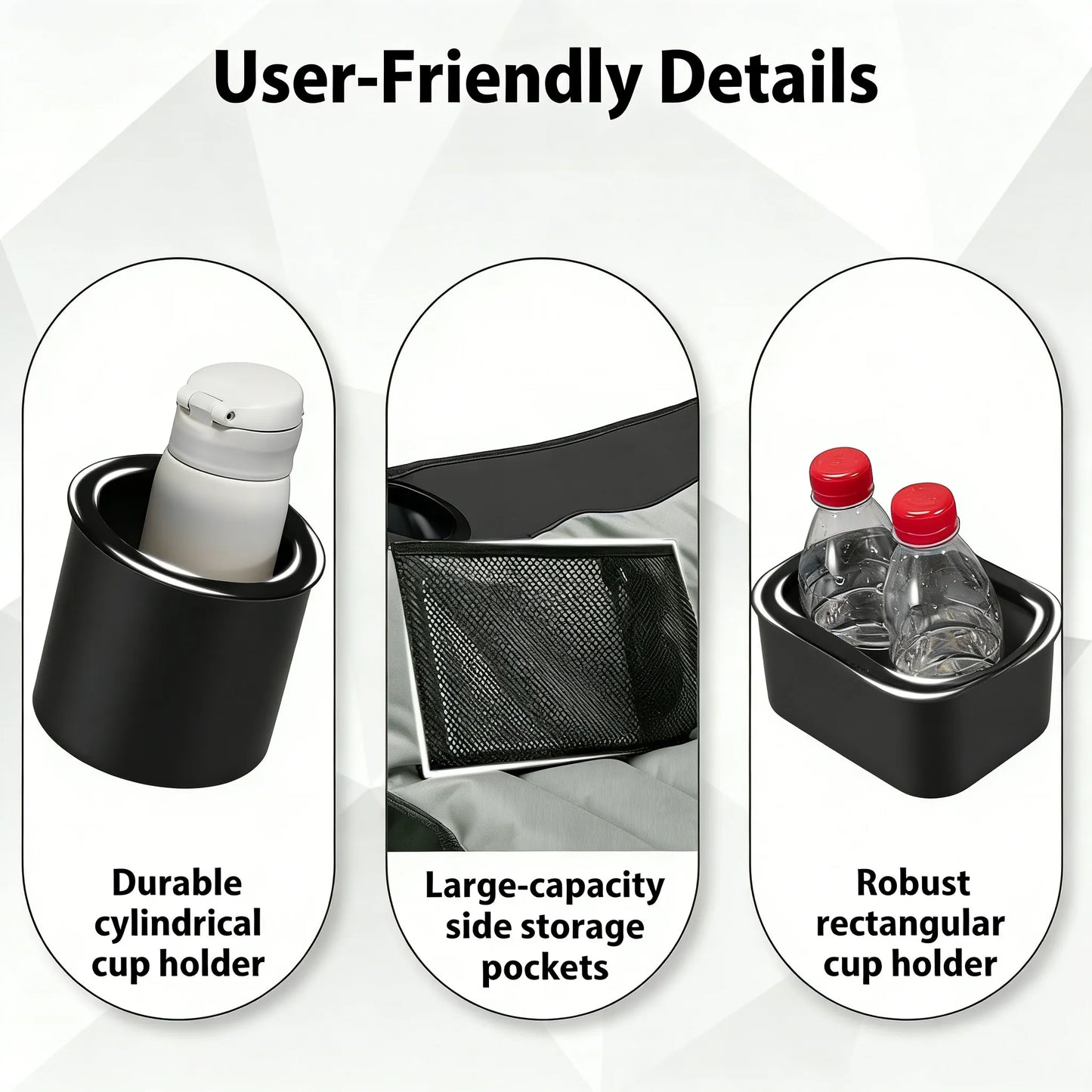 Portable Folding Chair with Side Pocket & Carry Bag