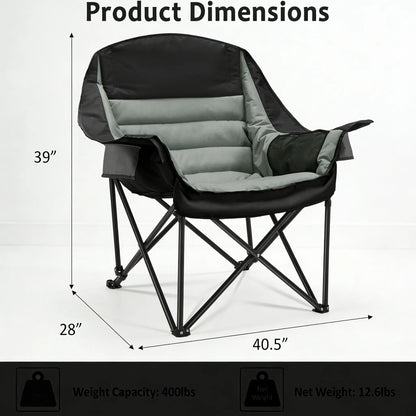 Portable Folding Chair with Side Pocket & Carry Bag