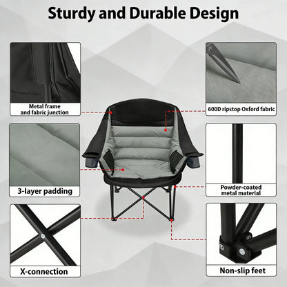 Portable Folding Chair with Side Pocket & Carry Bag
