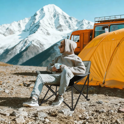 Portable Folding Chair with Side Pocket & Carry Bag