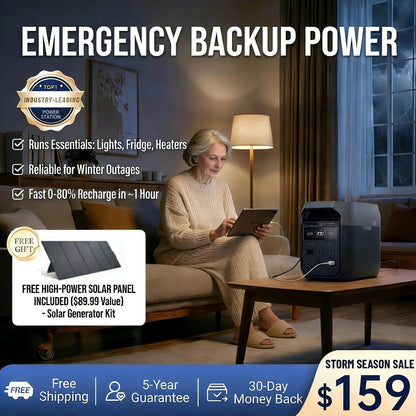 1800W Portable Power Station with Free 400W Solar Panel – Emergency Backup & Outdoor Power Supply