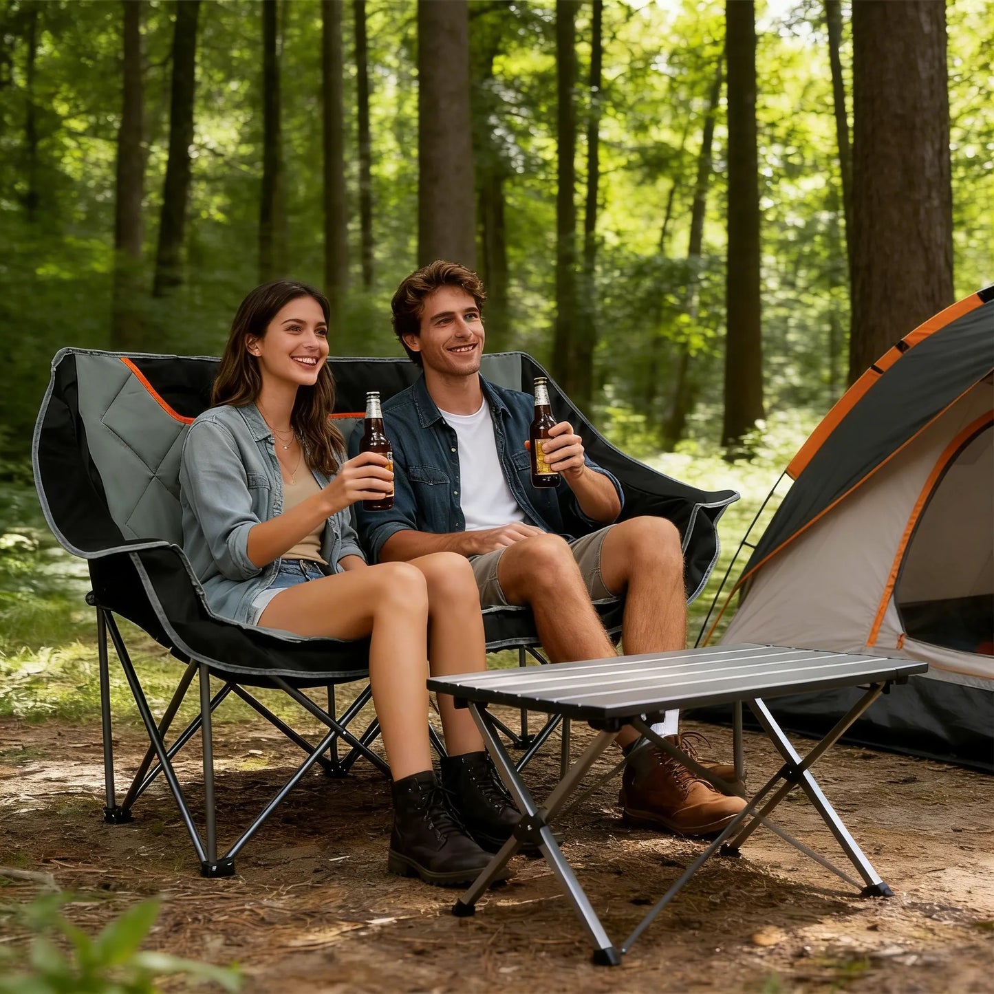 Portable Camping Bench: Foldable Armrests, Easy Storage