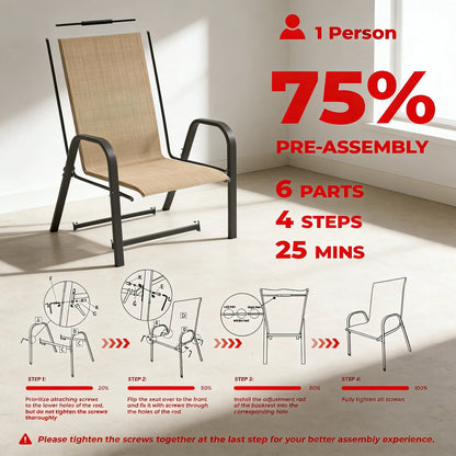 Modern Outdoor Dining Chairs, 4-Pack: Space Saving