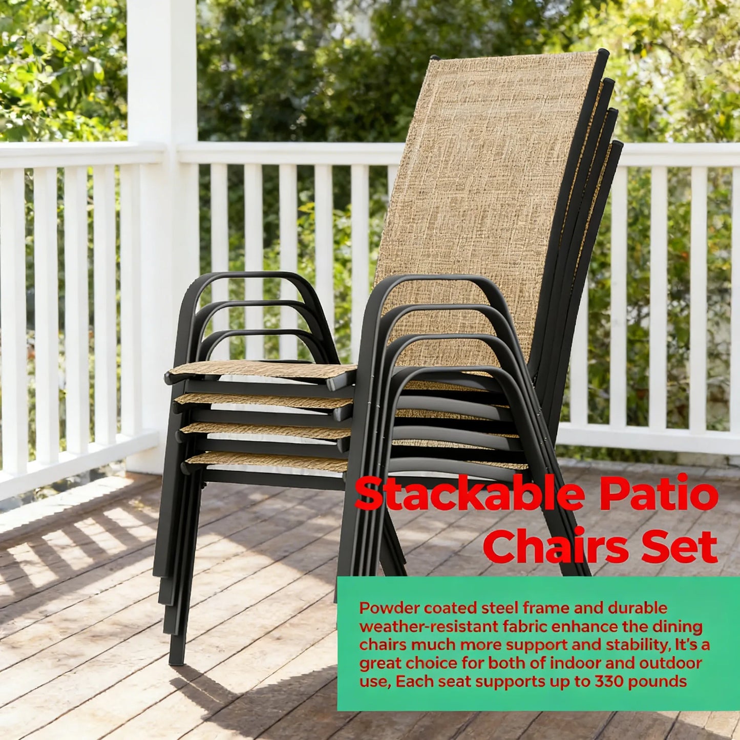Modern Outdoor Dining Chairs, 4-Pack: Space Saving